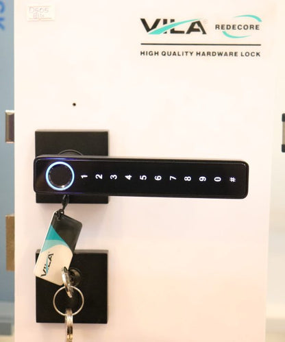 Vila Fingerprint Door Lock With BLUETOOTH Smart APP Tuya Remote Control Digital,Biometric Fingerprint,IC Card,Mechanical key Unlock for Apartment Hotel Home Use (Color Black) by Vilalock | Souqify