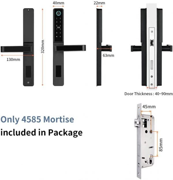 VILA Smart Lock, D09 SN ,With WiFi Tuya App, Display screen,Keypad Digital,Biometric Fingerprint,IC Card,Mechanical key Unlock for Apartment Hotel Home Use. COLOR: (BLACK+SILVER) by Vilalock | Souqify