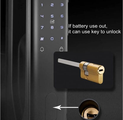 VILA Smart Lock Q7-3 AC ,With WiFi, Display screen,Keypad Digital,Biometric Fingerprint,IC Card,Mechanical key, Unlock for Apartment Hotel Home Use. COLOR: (BLACK + Copper) by Vilalock | Souqify