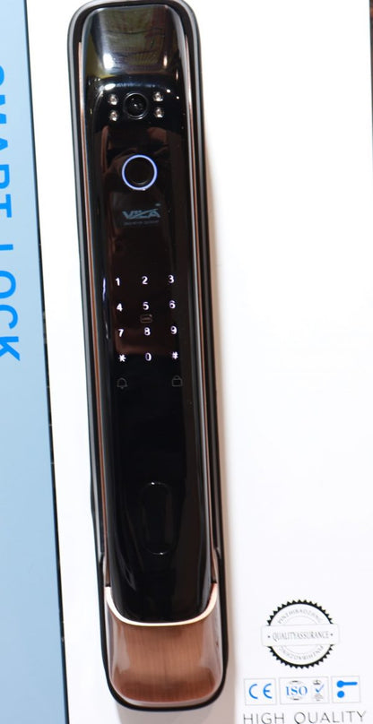 VILA Smart Lock Q7-3 AC ,With WiFi, Display screen,Keypad Digital,Biometric Fingerprint,IC Card,Mechanical key, Unlock for Apartment Hotel Home Use. COLOR: (BLACK + Copper) by Vilalock | Souqify