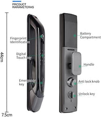 VILA Smart Lock Q7-3 BLK ,With WiFi, Display screen,Keypad Digital,Biometric Fingerprint,IC Card,Mechanical key, Unlock for Apartment Hotel Home Use. COLOR: (BLACK) by Vilalock | Souqify