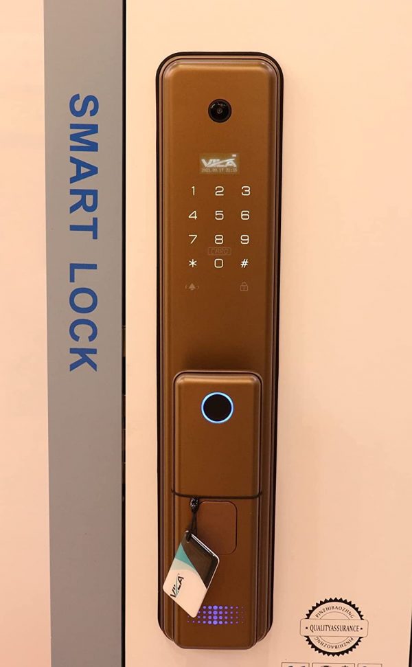 VILA Smart Lock Q7-5 AC,With WiFi, Display screen,Keypad Digital,Biometric Fingerprint,IC Card,Mechanical key Unlock for Apartment Hotel Home Use. COLOR: (GOLDEN) by Vilalock | Souqify