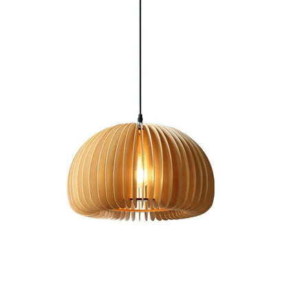 Vintage Japanese Simple Wooden Pumpkin Chandelier Bedroom Bed Light Creative Restaurant Guest House Pendant Lights by Zhongsan | Souqify