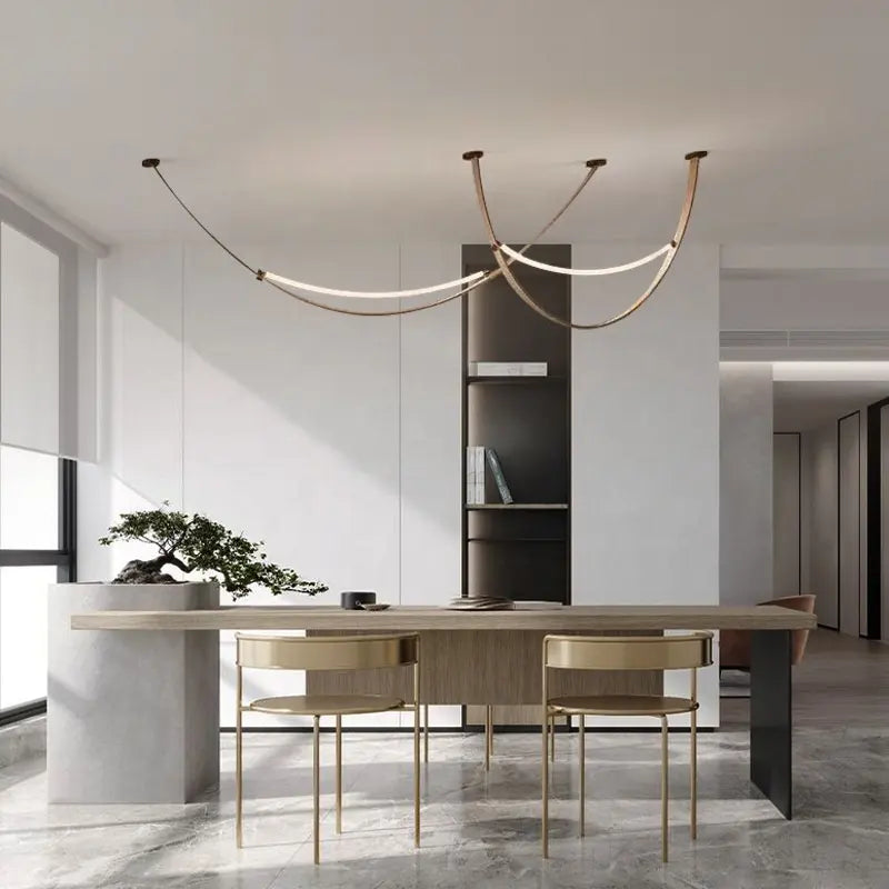 Vintage New creative feature belt chandelier simple designer art leather living room hotel Italian minimalist belt pendant light by Zhongsan | Souqify