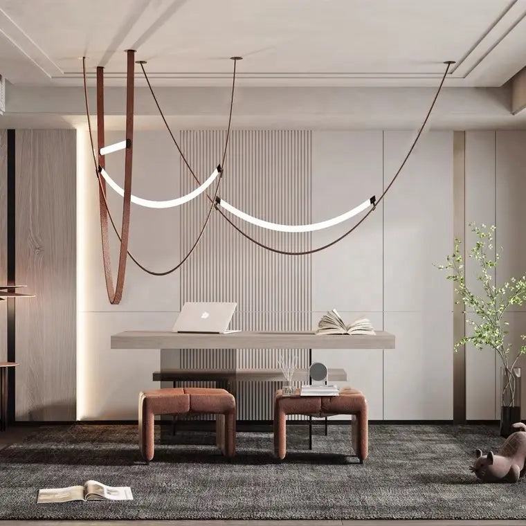 Vintage New creative feature belt chandelier simple designer art leather living room hotel Italian minimalist belt pendant light by Zhongsan | Souqify