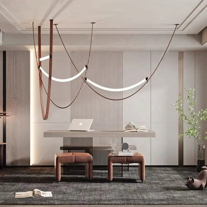 Vintage New creative feature belt chandelier simple designer art leather living room hotel Italian minimalist belt pendant light by Zhongsan | Souqify