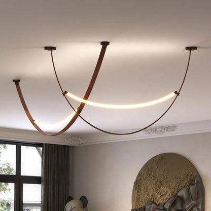 Vintage New creative feature belt chandelier simple designer art leather living room hotel Italian minimalist belt pendant light by Zhongsan | Souqify