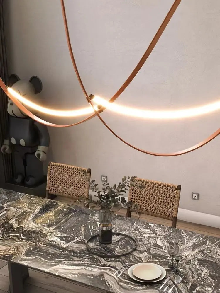 Vintage New creative feature belt chandelier simple designer art leather living room hotel Italian minimalist belt pendant light by Zhongsan | Souqify