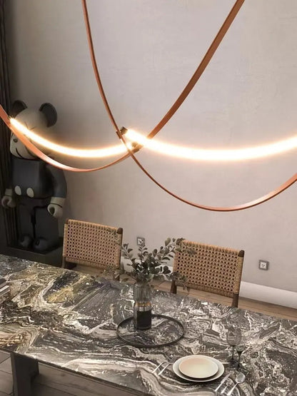 Vintage New creative feature belt chandelier simple designer art leather living room hotel Italian minimalist belt pendant light by Zhongsan | Souqify