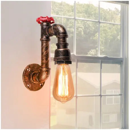 Vintage Wall Lamp Industrial Retro Wall Light Creative Water Pipe Wall Sconce Iron Metal Lamps for Restaurant Cafe Bar Kitchen by Zhongsan | Souqify