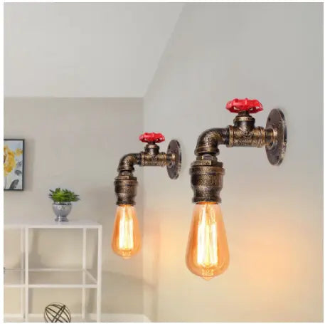 Vintage Wall Lamp Industrial Retro Wall Light Creative Water Pipe Wall Sconce Iron Metal Lamps for Restaurant Cafe Bar Kitchen by Zhongsan | Souqify