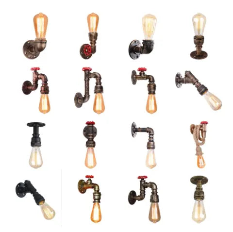 Vintage Wall Lamp Industrial Retro Wall Light Creative Water Pipe Wall Sconce Iron Metal Lamps for Restaurant Cafe Bar Kitchen by Zhongsan | Souqify