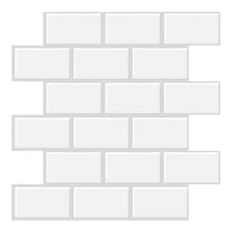 Vivid Tiles Peel and Stick white Subway Tile 3D Self Adhesive Backsplash Wall Sticker for Kitchen home wall decor by Vivid Tiles | Souqify