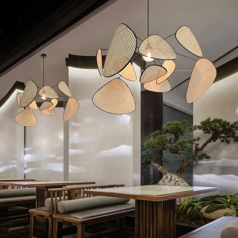 Wabi-Sabi Chandelier Japanese Zen Designer Bamboo Rattan Art Pendant Light Modern Hotel Homestay Classic Restaurant Lighting by Zhongsan | Souqify