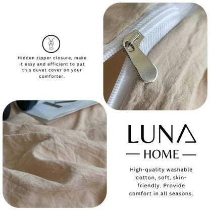 Washable Cotton 6 Piece King Size Duvet Cover Plain Design, Plain Beige Color. by 5 | Souqify