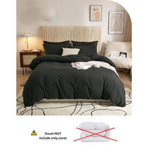 Washable Cotton 6 Piece King Size Duvet Cover Plain Design, Plain Black Color. by 5 | Souqify