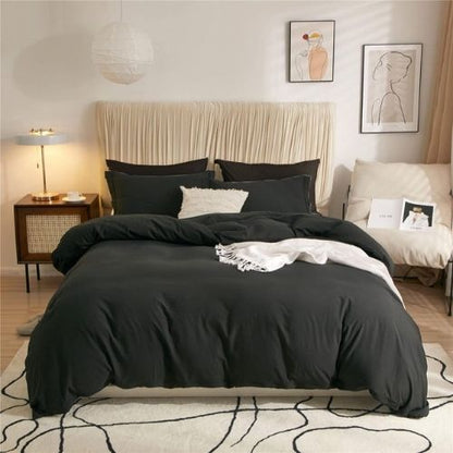 Washable Cotton 6 Piece King Size Duvet Cover Plain Design, Plain Black Color. by 5 | Souqify