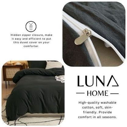 Washable Cotton 6 Piece King Size Duvet Cover Plain Design, Plain Black Color. by 5 | Souqify