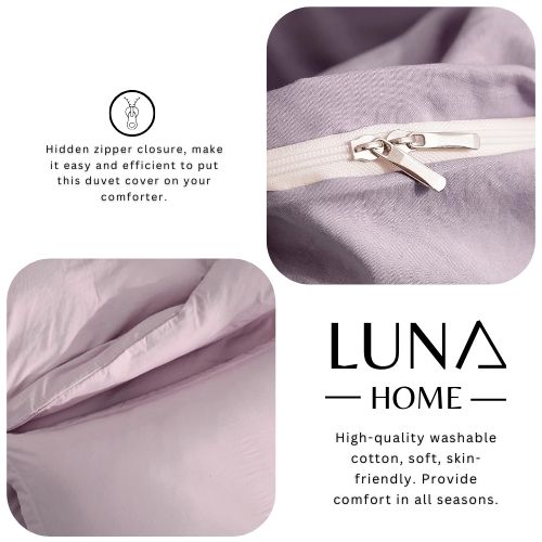 Washable Cotton 6 Piece King Size Duvet Cover Plain Design, Plain Lavender Color. by 5 | Souqify