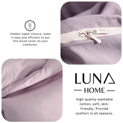 Washable Cotton 6 Piece King Size Duvet Cover Plain Design, Plain Lavender Color. by 5 | Souqify