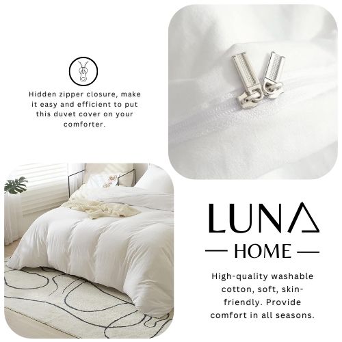 Washable Cotton 6 Piece King Size Duvet Cover Plain Design, Plain Snow White Color Design White. by 5 | Souqify