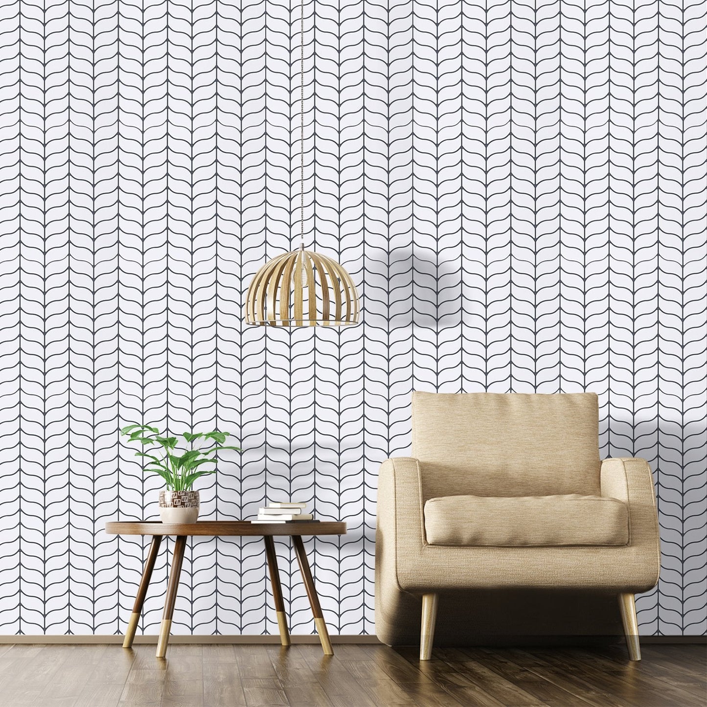 White Leaf Shape Vinyl Tiles with Black Grout T80040 by Vivid Tiles | Souqify