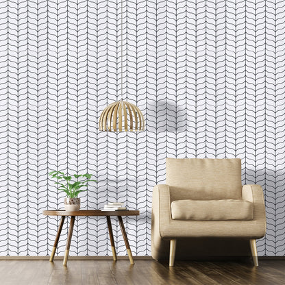 White Leaf Shape Vinyl Tiles with Black Grout T80040 by Vivid Tiles | Souqify