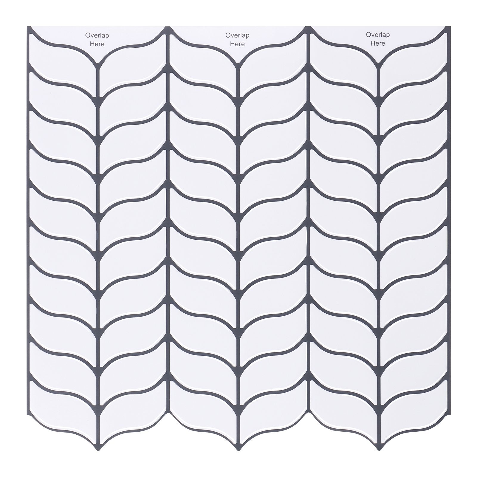 White Leaf Shape Vinyl Tiles with Black Grout T80040 by Vivid Tiles | Souqify