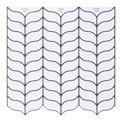 White Leaf Shape Vinyl Tiles with Black Grout T80040 by Vivid Tiles | Souqify