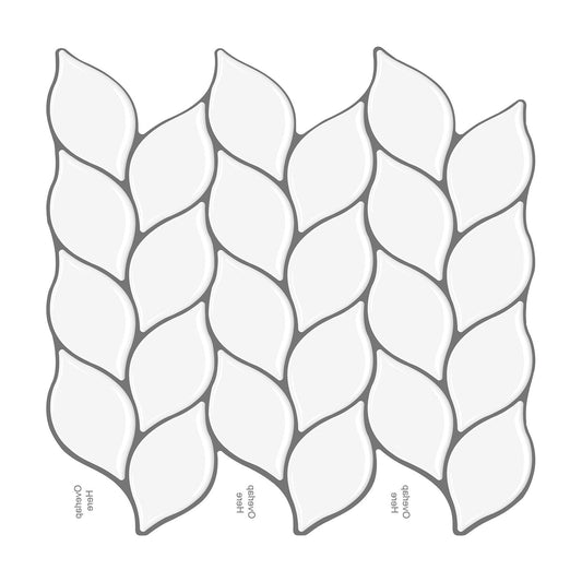 White Leaf Vinyl Tile with Grey Grout T80039 by Vivid Tiles | Souqify