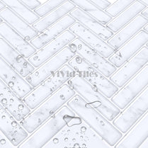 White Marble Herringbone Vinyl Tile T80048 by Vivid Tiles | Souqify