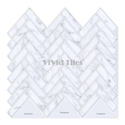 White Marble Herringbone Vinyl Tile T80048 by Vivid Tiles | Souqify