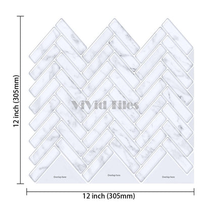 White Marble Herringbone Vinyl Tile T80048 by Vivid Tiles | Souqify