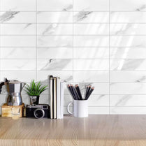 White Marble Kit Kat PVC Composite Tile WJS-3158 by Vivid Tiles | Souqify