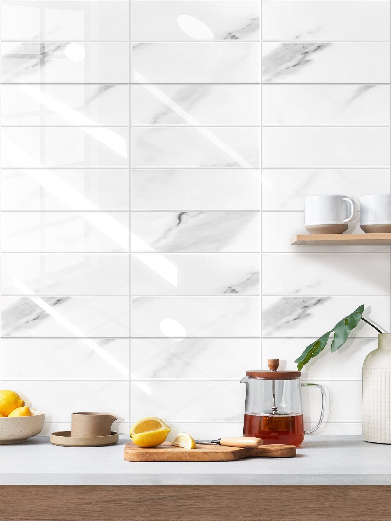 White Marble Kit Kat PVC Composite Tile WJS-3158 by Vivid Tiles | Souqify