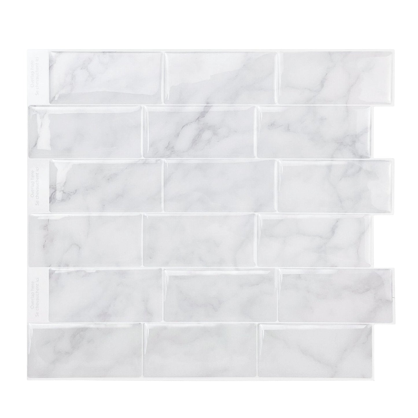 White Marble Subway Vinyl Tile 27026 by Vivid Tiles | Souqify