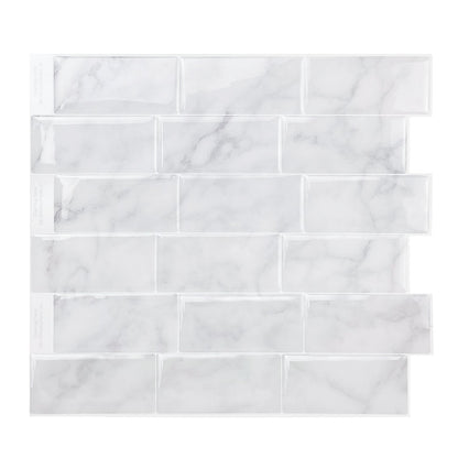 White Marble Subway Vinyl Tile 27026 by Vivid Tiles | Souqify