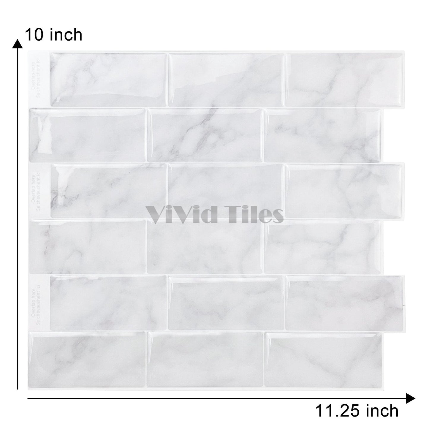 White Marble Subway Vinyl Tile 27026 by Vivid Tiles | Souqify