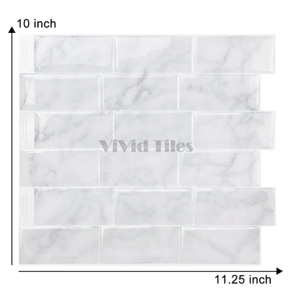 White Marble Subway Vinyl Tile 27026 by Vivid Tiles | Souqify