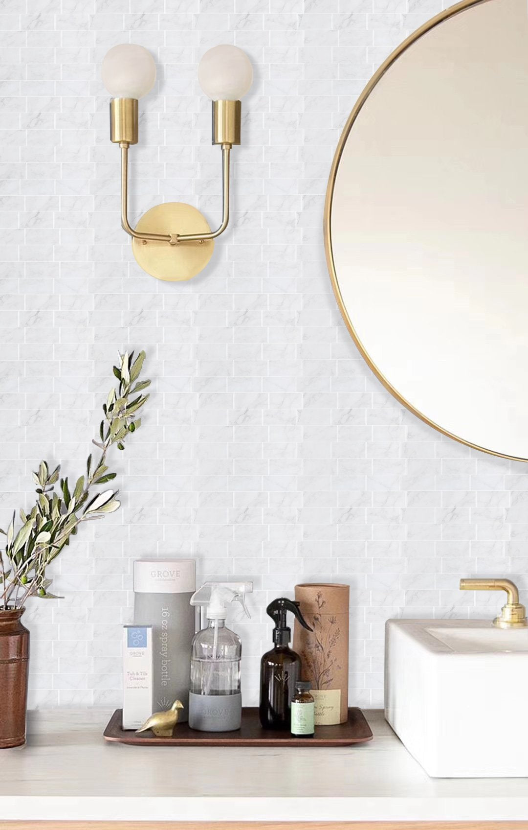 White Marble Subway Vinyl Tile 27026 by Vivid Tiles | Souqify