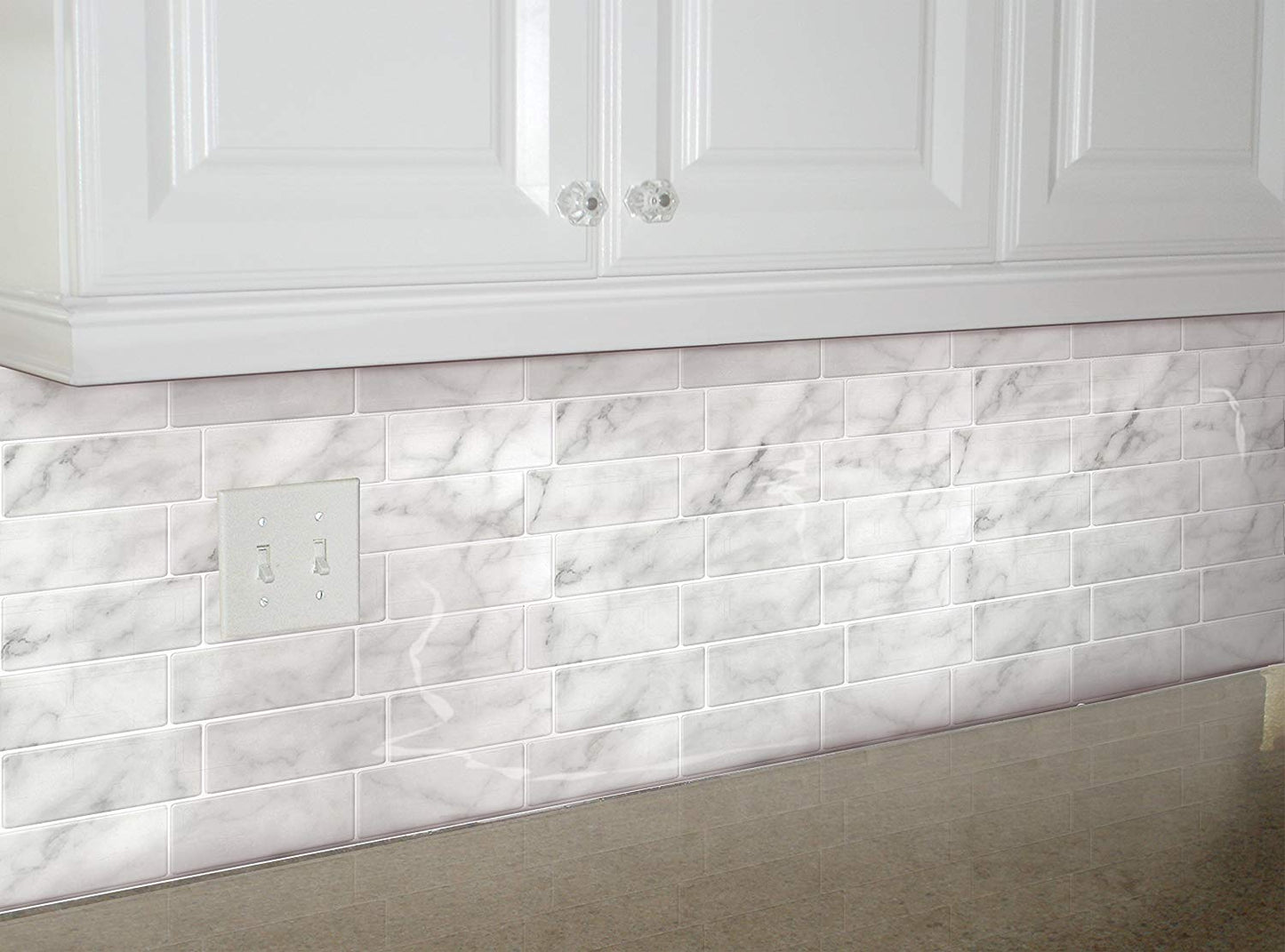 White Marble Subway Vinyl Tile 27026 by Vivid Tiles | Souqify