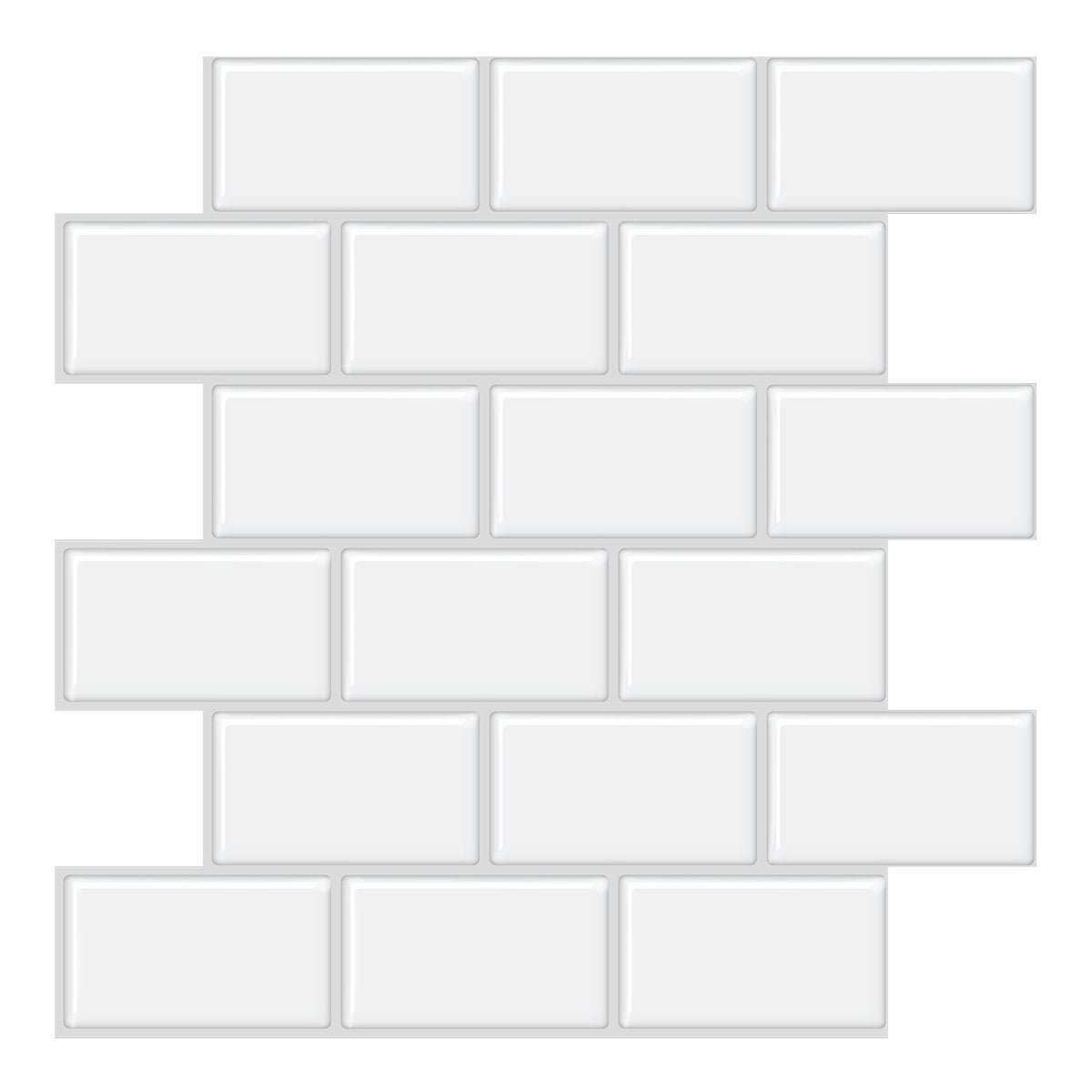 White Subway PET Tile With Grey Grout VP100 by Vivid Tiles | Souqify