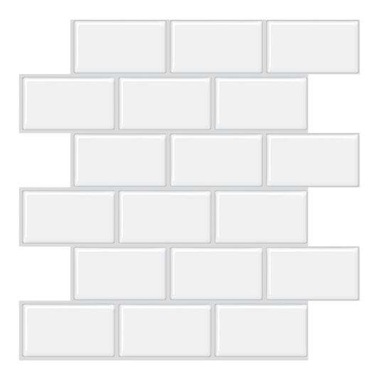 White Subway PET Tile With Grey Grout VP100 by Vivid Tiles | Souqify