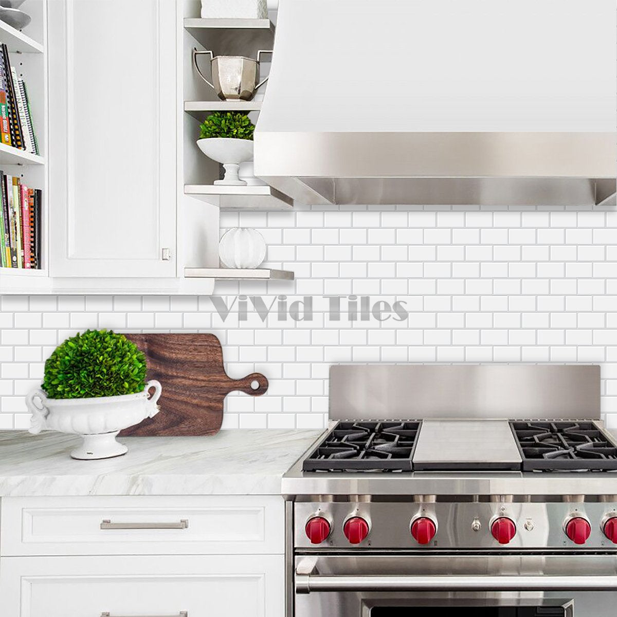 White Subway PET Tile With Grey Grout VP100 by Vivid Tiles | Souqify