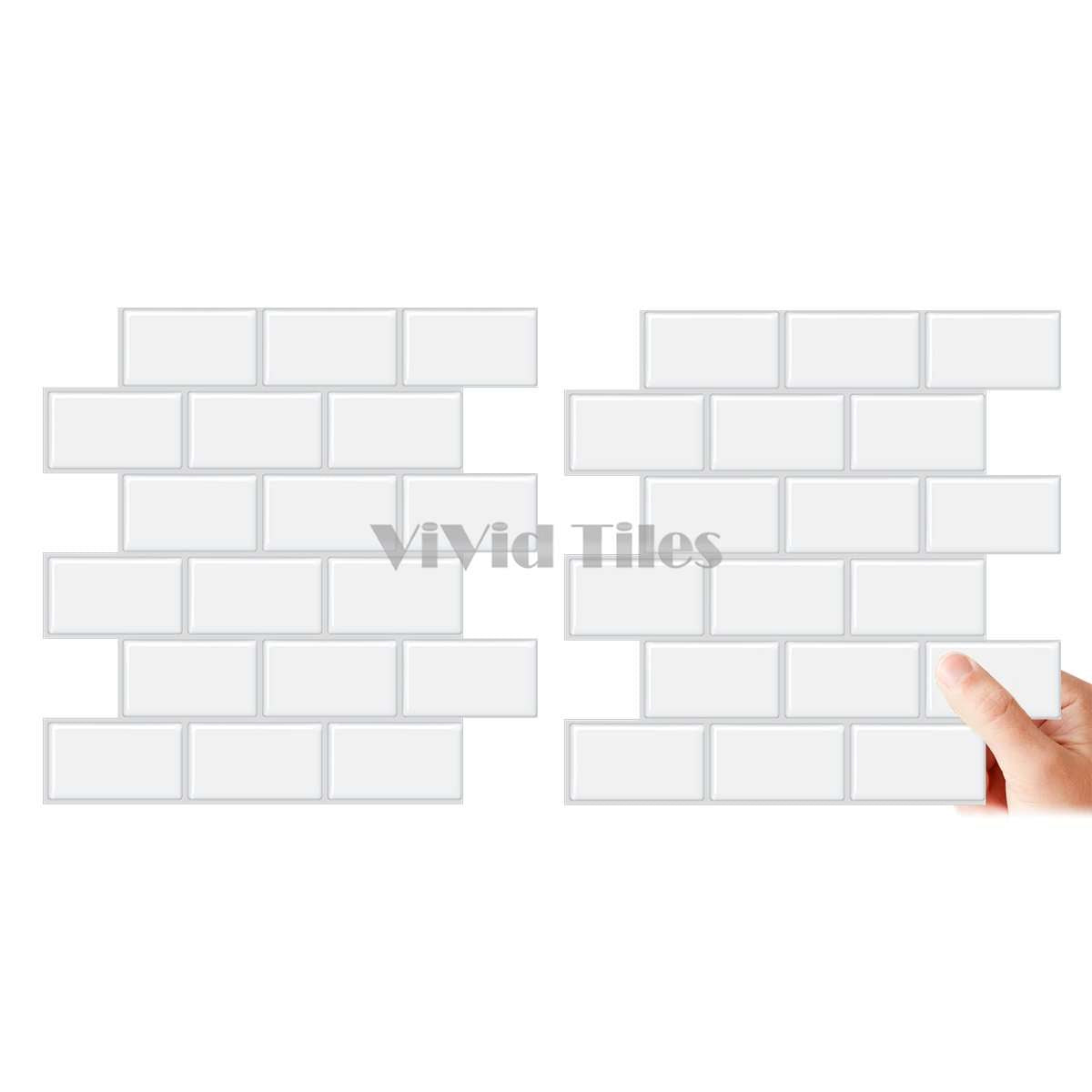 White Subway PET Tile With Grey Grout VP100 by Vivid Tiles | Souqify
