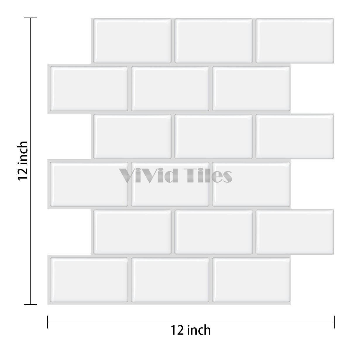 White Subway PET Tile With Grey Grout VP100 by Vivid Tiles | Souqify