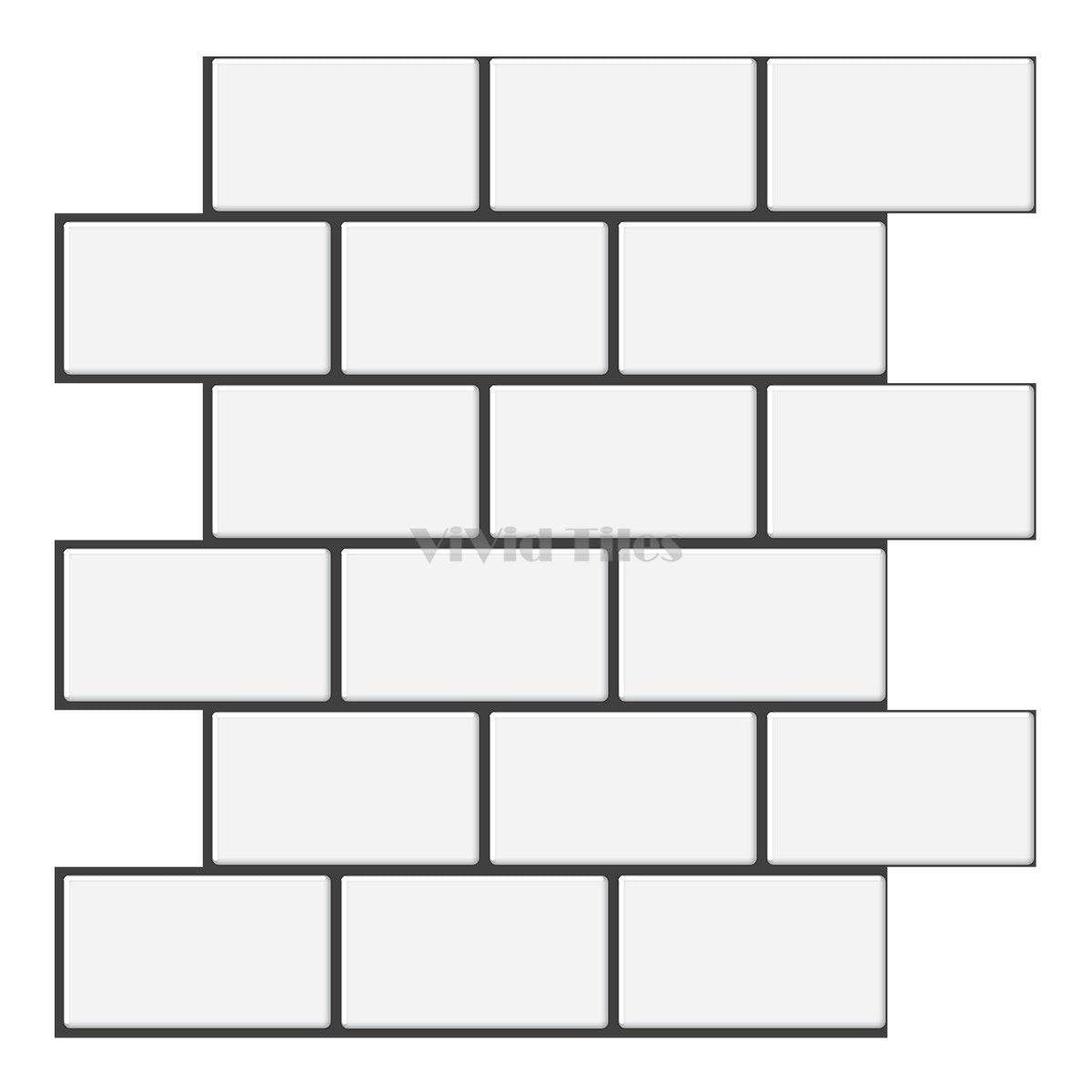 White With Dark Grey Grout Brick PET Tile VP110 by Vivid Tiles | Souqify