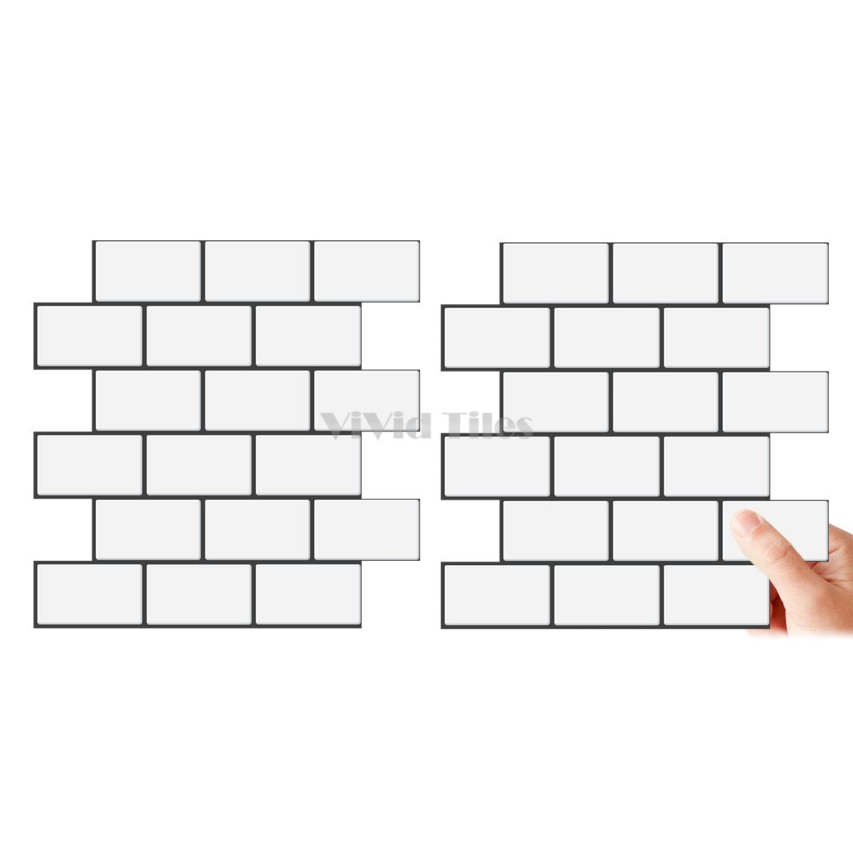 White With Dark Grey Grout Brick PET Tile VP110 by Vivid Tiles | Souqify