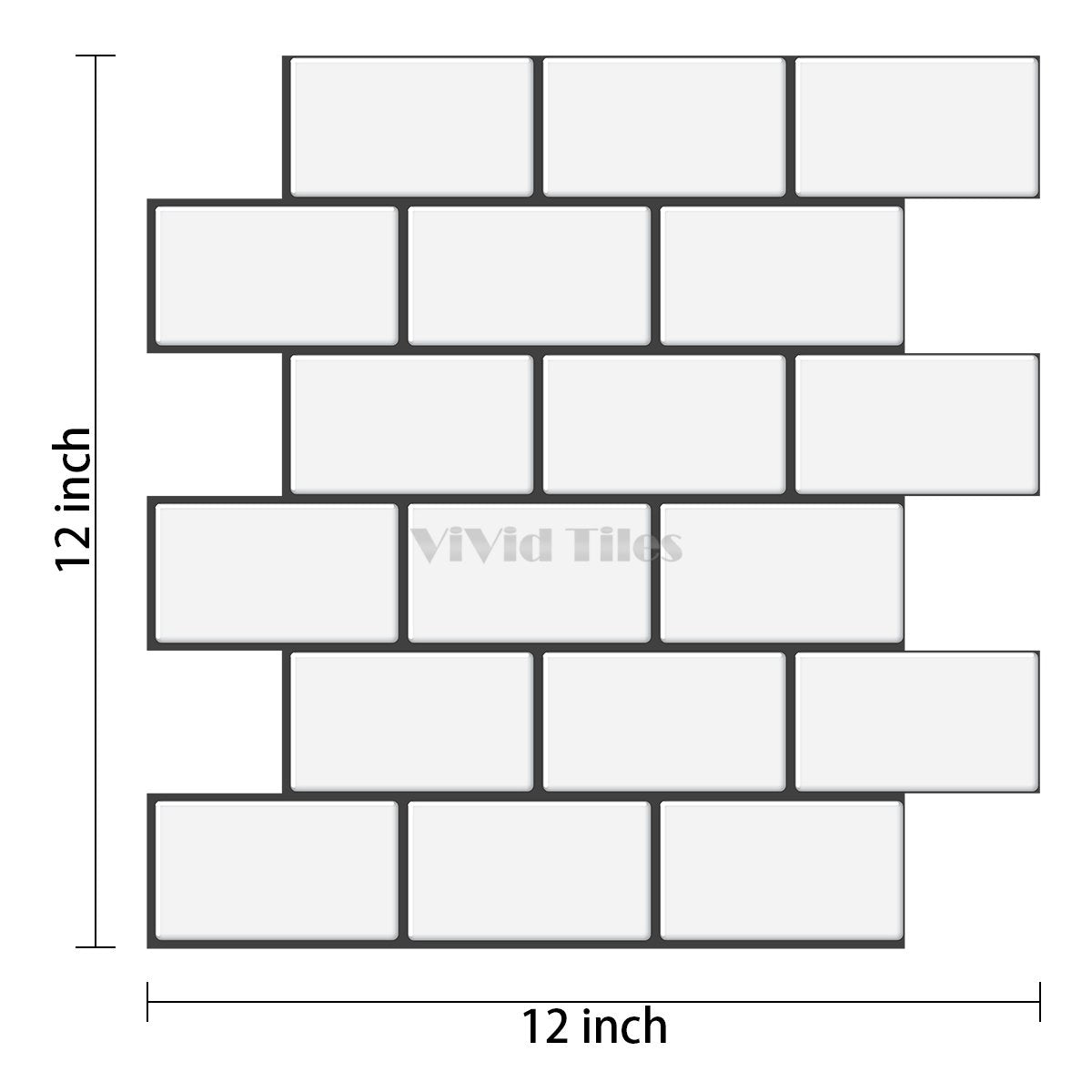 White With Dark Grey Grout Brick PET Tile VP110 by Vivid Tiles | Souqify
