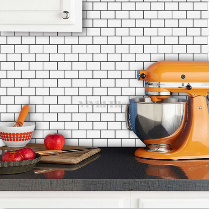 White With Dark Grey Grout Brick PET Tile VP110 by Vivid Tiles | Souqify